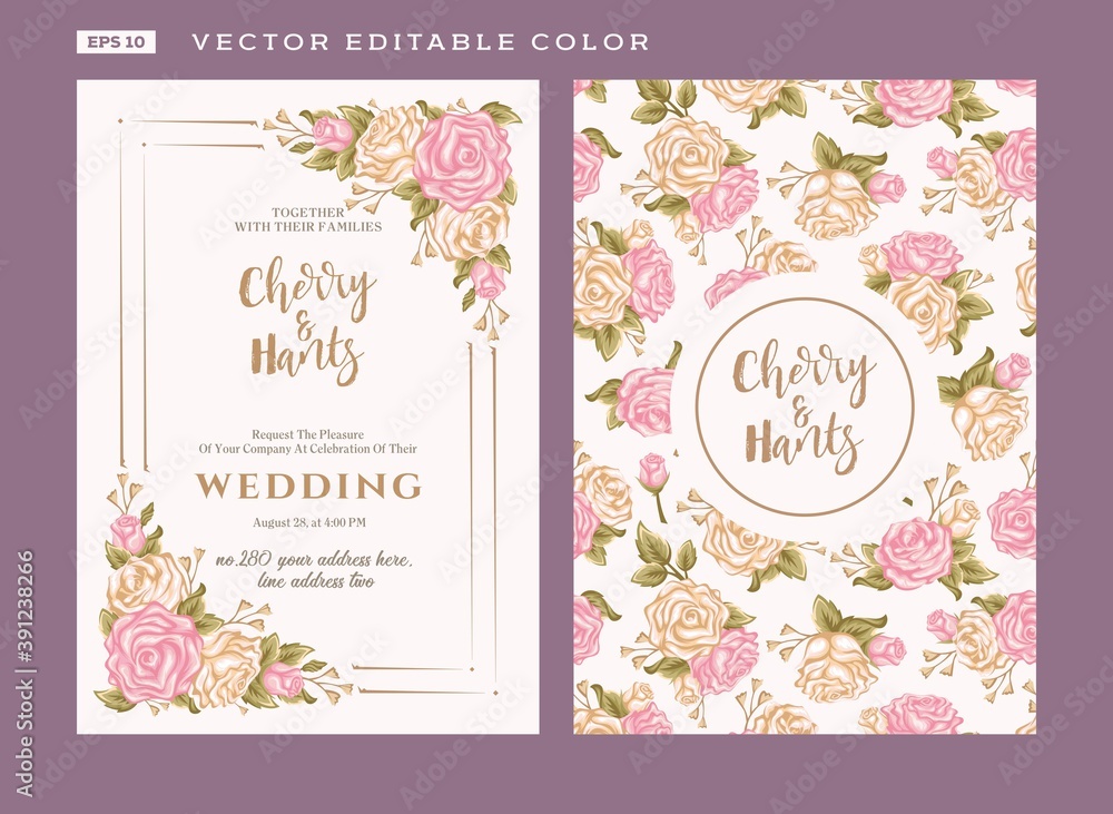 Vintage wedding invitation - Vector