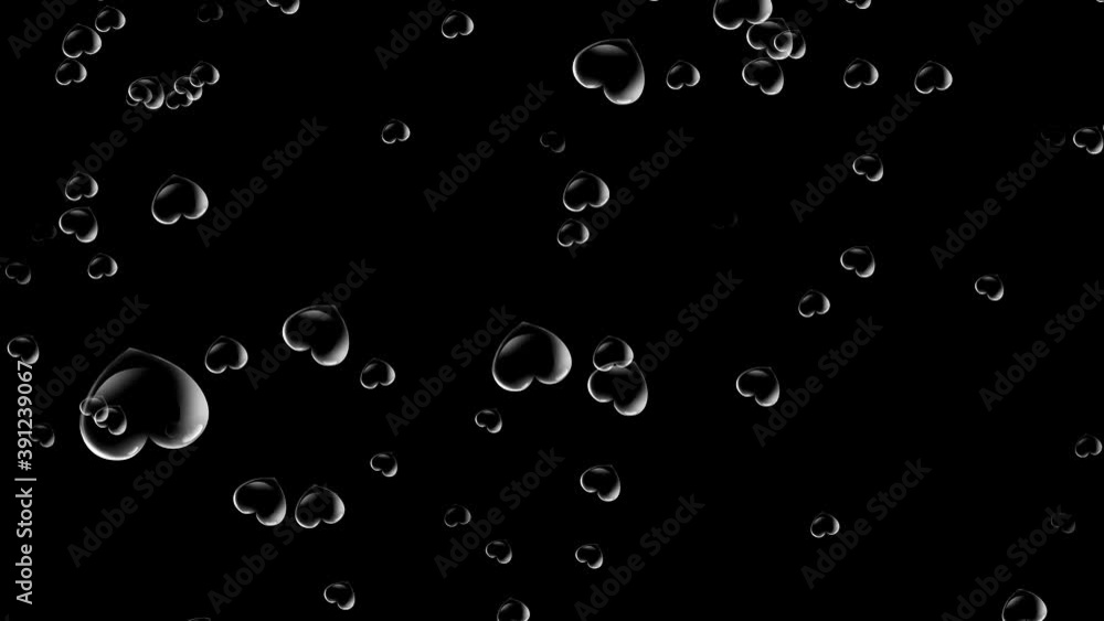Heart bubbles motion graphics with black screen background Heart bubbles motion graphics with black screen background