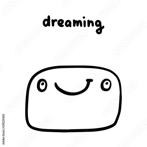 Dreaming hand drawn vector illustration in cartoon doodle style face expressive emotion man