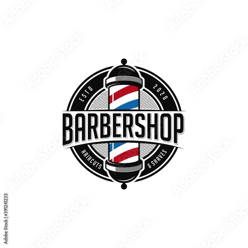Barbershop logo design. Vintage Barbershop logo template