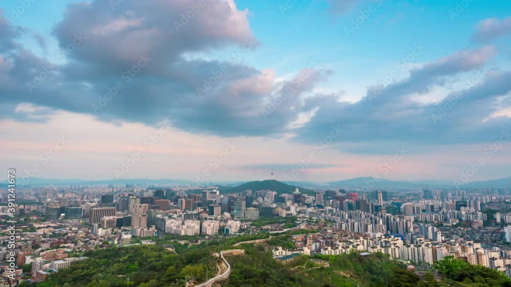 Sunset the seoul city and Downtown skyline in Seoul, South Korea Sunset the seoul city and Downtown skyline in Seoul, South Korea