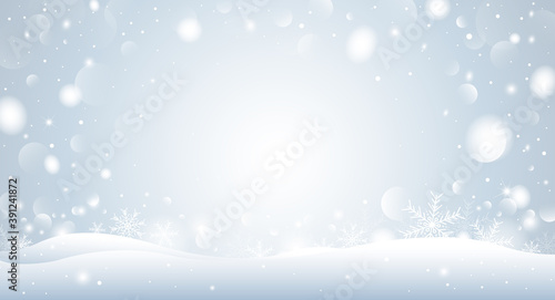 Christmas background concept design of white snowflake and bokeh in the winter vector illustration © ArtBackground