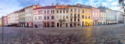 Lviv. Panorama of the town hall square.
