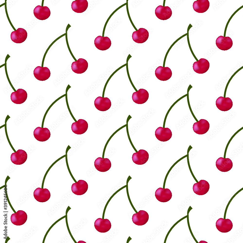 Seamless vector pattern with red cherry. On white background. Seamless vector pattern with red cherry. On white background.