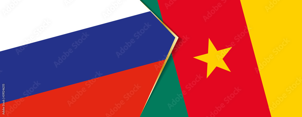 Russia and Cameroon flags, two vector flags. Russia and Cameroon flags, two vector flags.