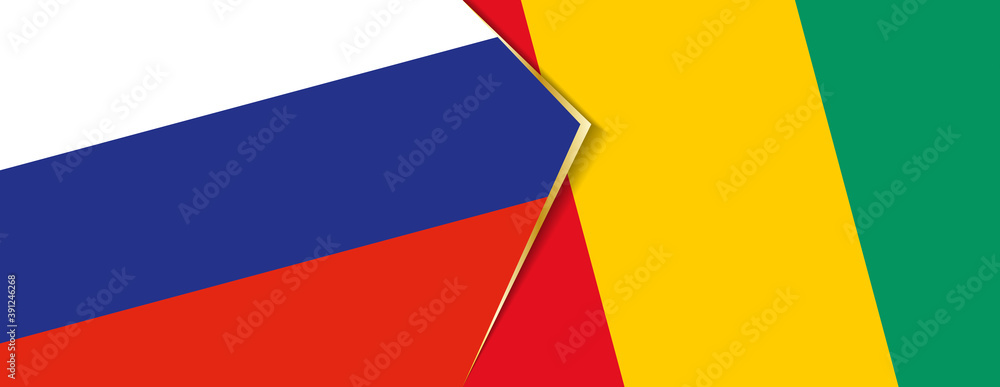 Russia and Guinea flags, two vector flags. Russia and Guinea flags, two vector flags.