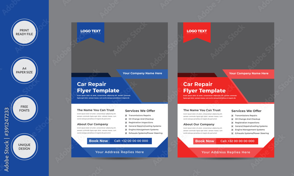 Auto Repair & Cars Service layout flyer Template Vector illustration ...