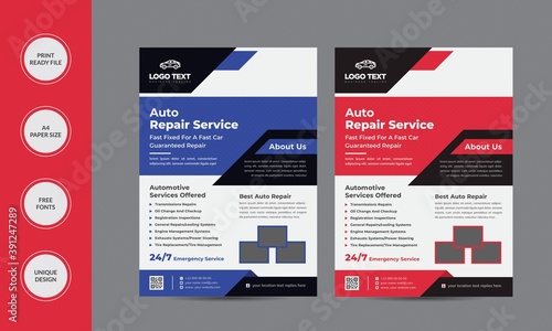 Auto Repair & Cars Service layout flyer Template Vector illustration.