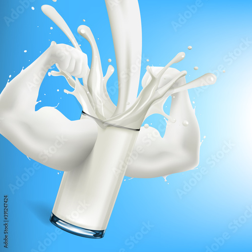 Splash Of Milk In Form Of Strong Arm Concept