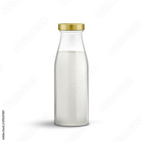 3D Realistic Milk Bottle Package Mock Up
