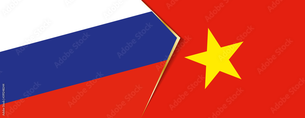Russia and Vietnam flags, two vector flags. Russia and Vietnam flags, two vector flags.