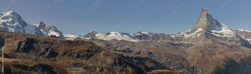 Matterhorn Alpine landscape panorama near Zermatt, Wallis, Switzerland