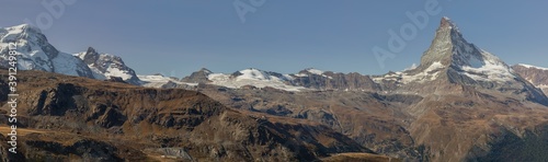 Matterhorn Alpine landscape panorama near Zermatt, Wallis, Switzerland