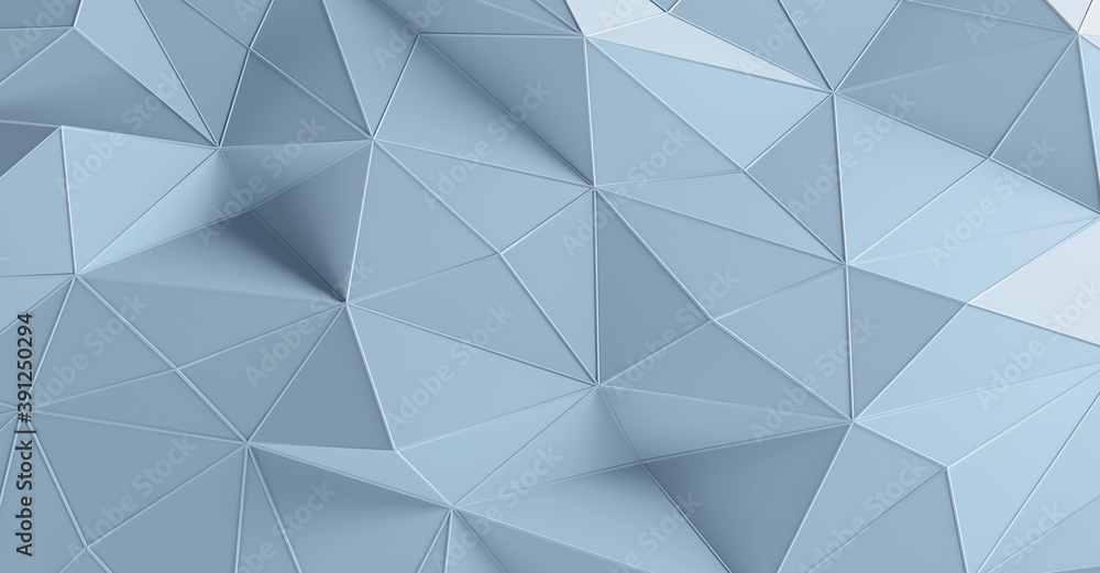 Background from blue abstract rumpled triangular surface. Illustration for advertising. 3d rendering. Abstraction. Background from blue abstract rumpled triangular surface. Illustration for advertising. 3d rendering. Abstraction.