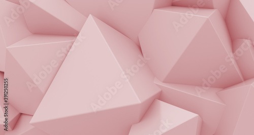 Abstraction. Background from pink abstract crumpled triangular surface. Illustration for advertising. 3d rendering illustration.