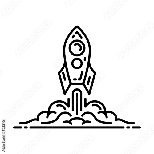 startup icon, rocket outline sign isolated on white background. - Vector