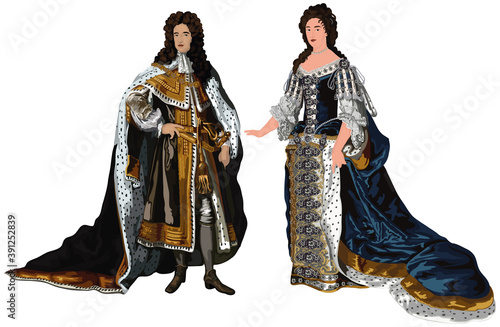 Stuart King and Queen William III and Mary II of England