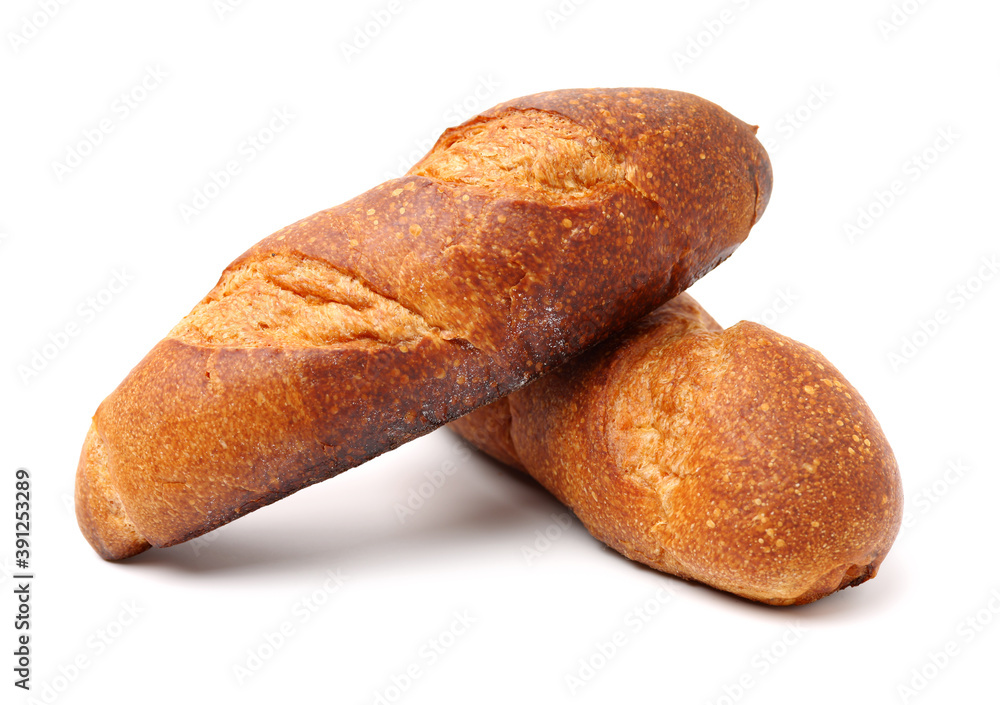 crusty mini baguettes on a white background crusty mini baguettes on a white background