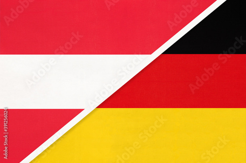 Austria and Germany, symbol of national flags from textile. © nikol85