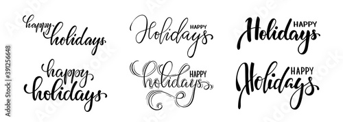 happy holidays. Hand drawn creative calligraphy and brush pen lettering. design for holiday greeting cards and invitations of the Merry Christmas and Happy New Year and seasonal holidays