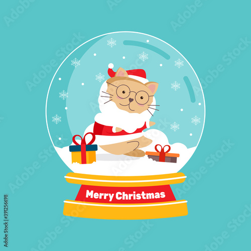 Flat design christmas snowball globe