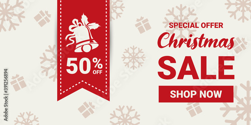 Fototapeta Naklejka Na Ścianę i Meble -  Christmas and winter sale promotion marketing banner/poster. Vector to increase your sales.