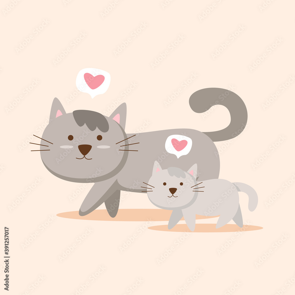Kittens and their mothers in winter Kittens and their mothers in winter