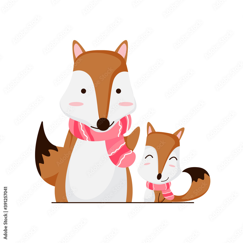 Fototapeta premium hand drawn fox during winter