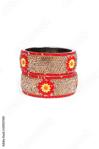 Ethnic Traditional Indian Bangle Wear in Wrist.