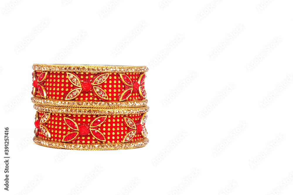 Ethnic Traditional Indian Bangle Wear in Wrist.