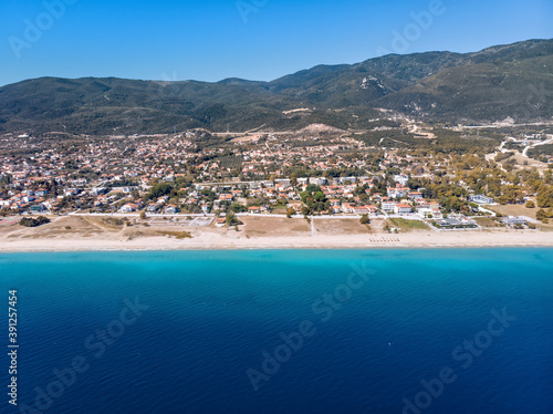 Drone view of sea in Asprovalta village