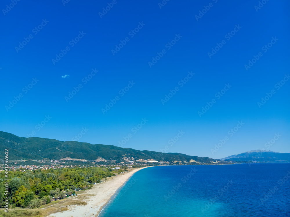 Drone view of sea in Asprovalta village