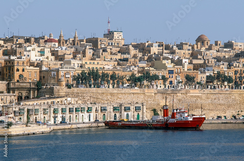Fototapeta Naklejka Na Ścianę i Meble -  Fire ship in the port of Valletta, Malta