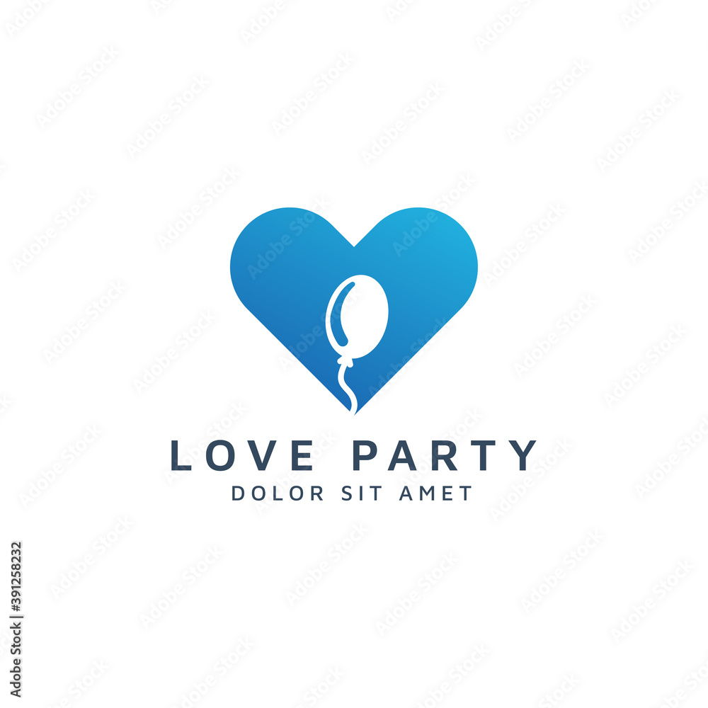 love and balloon negative space logo design