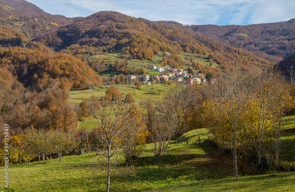Autumnal landscape in the Aveto Regional Natural Park, Genoa province, Liguria, Italy. Autumnal landscape in the Aveto Regional Natural Park, Genoa province, Liguria, Italy.