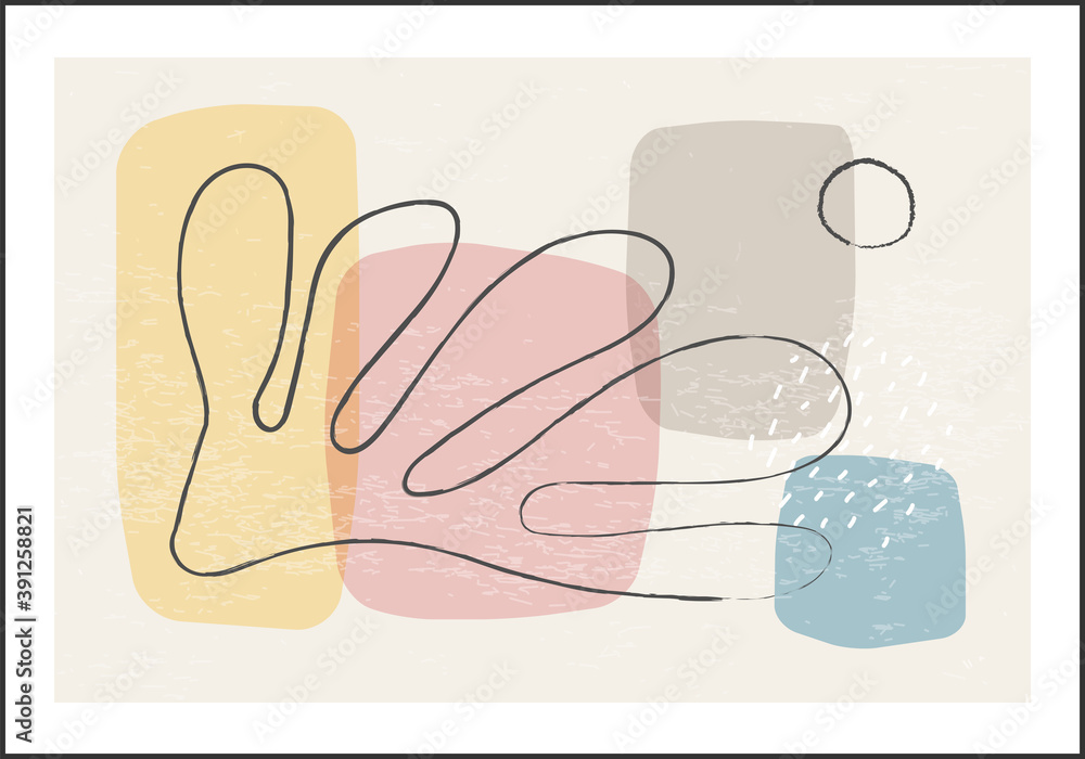 Matisse inspired contemporary collage wall art with abstract organic shapes