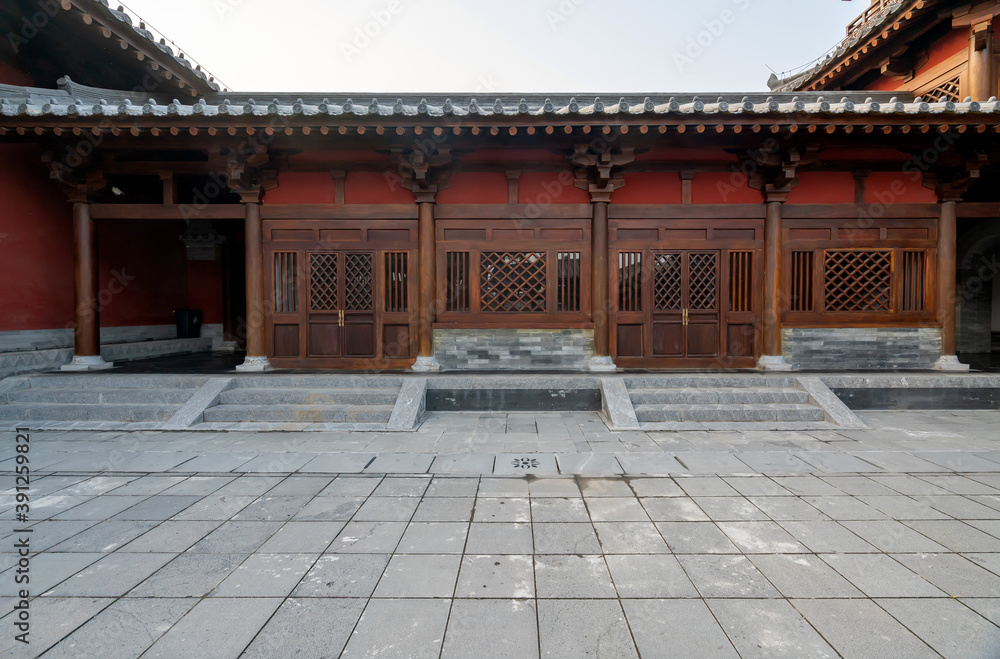 Ancient Chinese building loft and square, Taiyuan, Shanxi Province, China Ancient Chinese building loft and square, Taiyuan, Shanxi Province, China