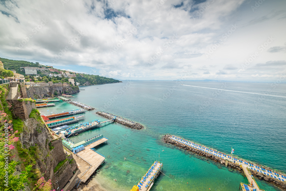 World famous Sorrento coastline under a cloudy sky