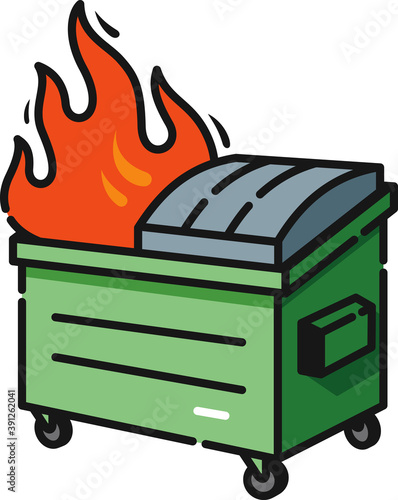 Dumpster Fire Filled Outline Icon photo