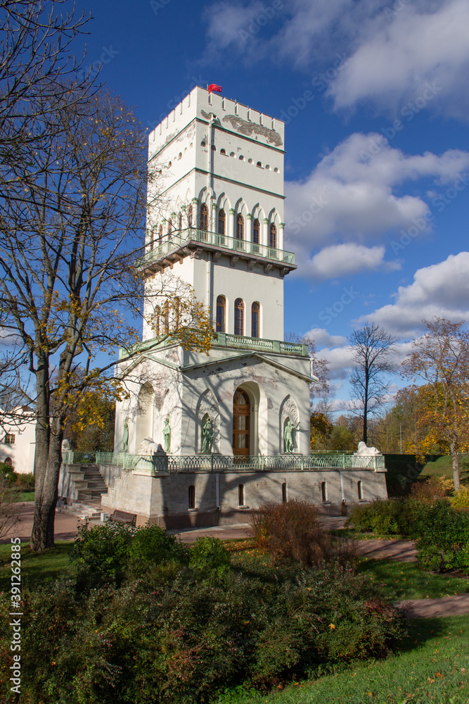 white tower in Alexander Park, Pushkin, Saint Petersburg