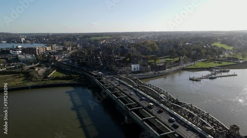 Rochester Bridge with traffic Drone footage photo