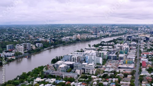 Wallpaper Mural The Beautiful and Peaceful City Of Brisbane in Australia With Different Buildings and Calm Lake - Aerial Shot Torontodigital.ca