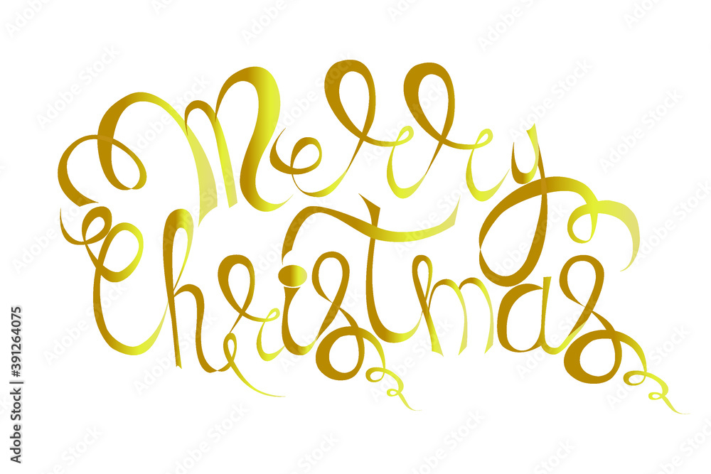 Golden text on black background. Merry Christmas lettering for invitation and greeting card, prints and posters. Hand drawn inscription, calligraphic design. Vector illustration Golden text on black background. Merry Christmas lettering for invitation and greeting card, prints and posters. Hand drawn inscription, calligraphic design. Vector illustration