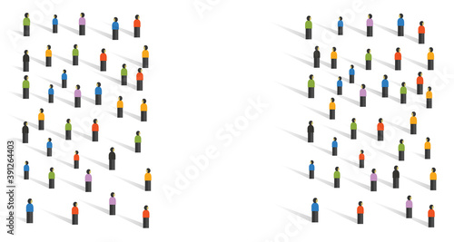 public backlash opponent rivalry concept in crowd standing at different side because of competition confrontation with opponent