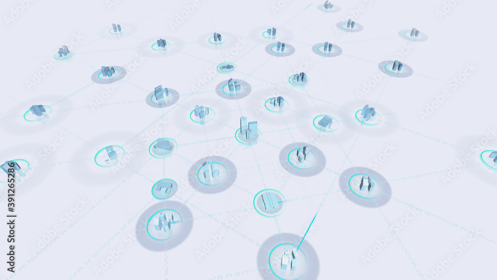 Communication Network Technology City Digital Data information Business 3D illustration Communication Network Technology City Digital Data information Business 3D illustration