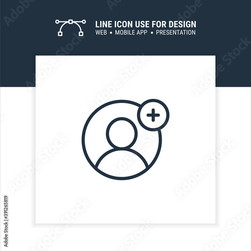 add user account vector symbol outline stroke graphic design single icon illustration