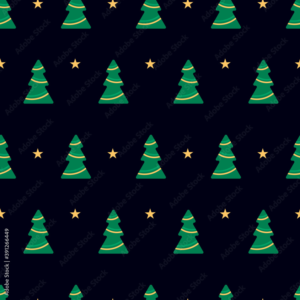 Obraz premium Seamlees pattern with christmas tree for Merry Christmas and Happy New Year holidays. Vector illustration.