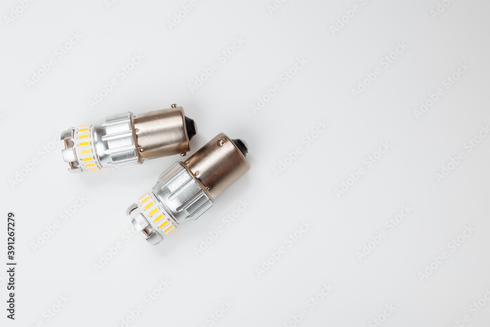 car 12v led bulbs for headlight. isolate on white background car 12v led bulbs for headlight. isolate on white background