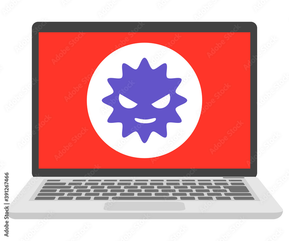 ウイルスに感染してハッキングされたパソコンのイメージ Stock Vector Adobe Stock