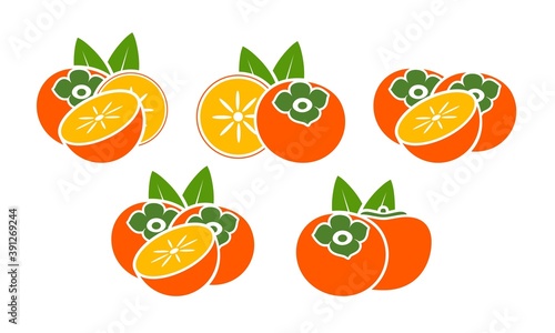 Persimmon logo. Isolated persimm on white background